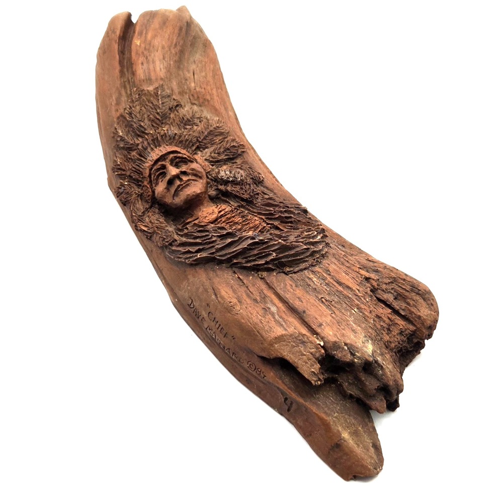 Dave Maggard "Chief" Resin Sculptural Wall Hanging Signed 1989 Wood-Like
